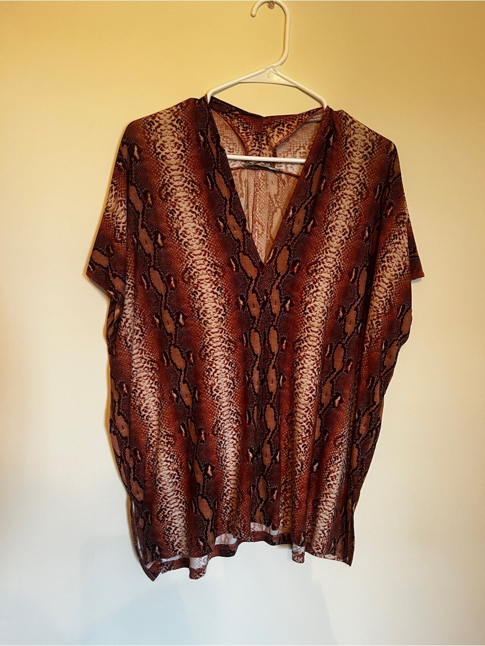 Karlie Brown Snake-Print V-Neck Blouse